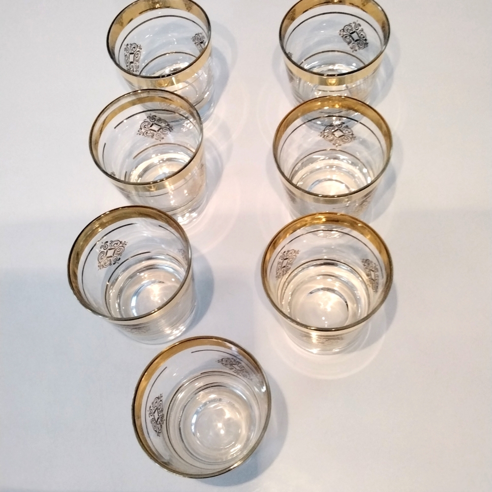 Tumblers - Vintage scotch gold rimmed heavy base glasses - Picture 2 of 6